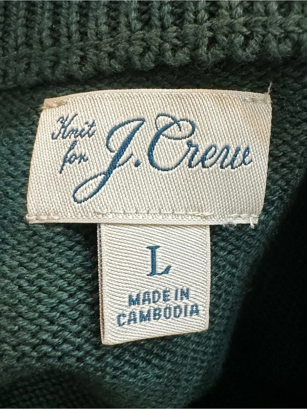 J Crew Heritage Cotton Crewneck Sweater Green Size Large